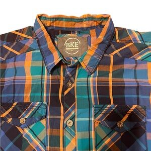 BKE Men's Vibrant Plaid Button Down Shirt Sz XL